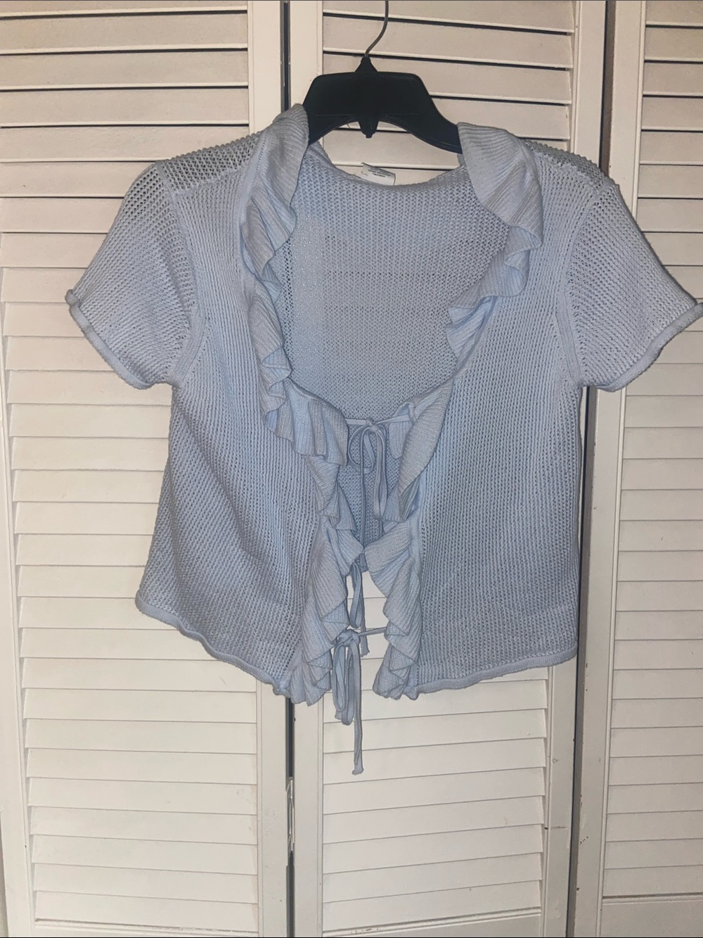 wild fable Light Blue Ruffle-Tie Knit Top